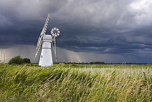 英格兰,诺福克,风车,风暴