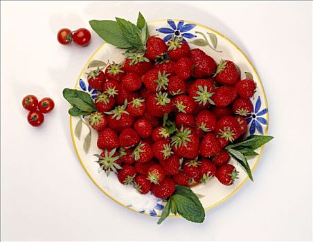 盘子,新鲜,草莓