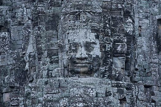 石刻,脸,庙宇,吴哥窟,收获,柬埔寨,东南亚