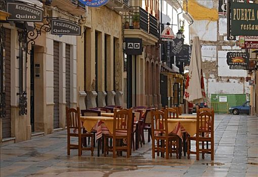 小路,桌子,椅子,早晨,安达卢西亚,西班牙,欧洲