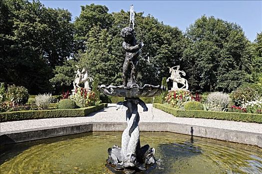 喷泉,巴洛克,花园,北莱茵威斯特伐利亚,德国