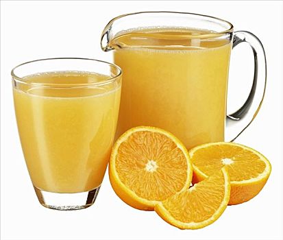 橙汁,罐,玻璃杯,新鲜,橘子