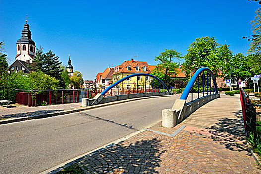 桥,城镇,塔,玛提恩斯科尔克,教堂,黑森林,巴登符腾堡,德国,欧洲