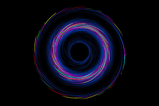 色彩缤纷的曲线组成旋转发光的抽象背景