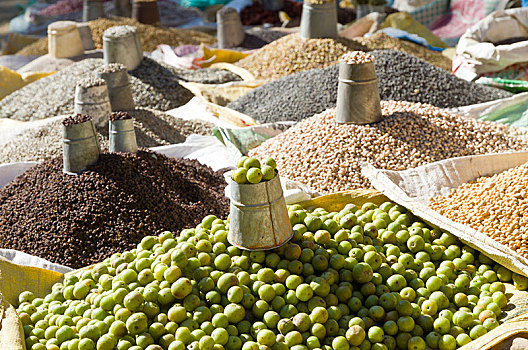 不同,豆类,木豆,展示,出售,加德满都,地区,尼泊尔,亚洲