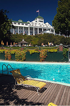 游泳池,大酒店,麦基诺岛,密歇根,美国