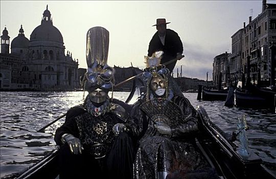 面具,小船,大运河,狂欢,威尼斯,意大利