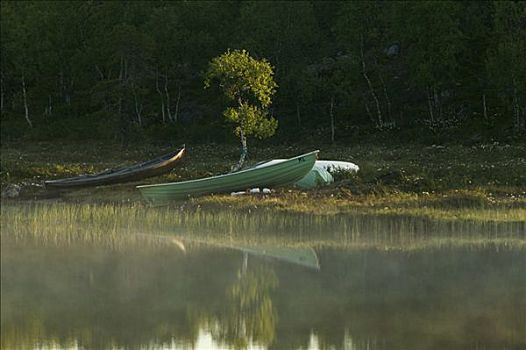 划艇,湖,芬兰