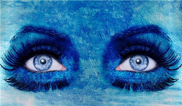 抽象,蓝眼睛,化妆,女人,低劣,纹理