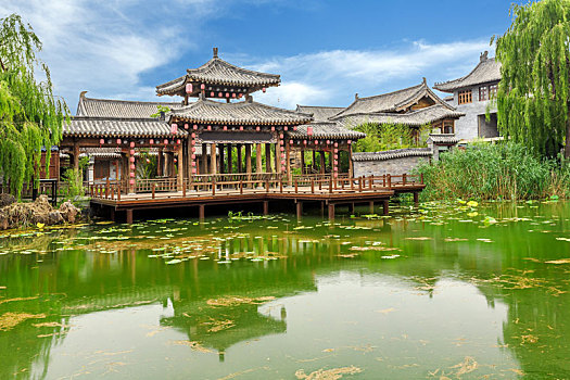 中式传统园林小景,山东省青州古城民俗馆