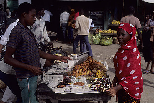 坦桑尼亚,桑给巴尔岛,城市,市场一景