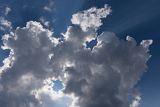 积雨云,正面,太阳,巴伐利亚,德国,欧洲