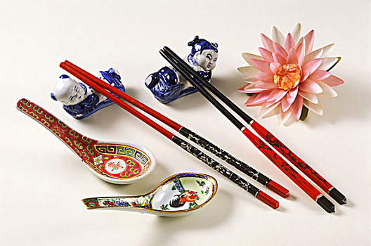 亚洲,筷子,固定器具,汤匙