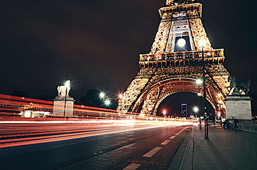 巴黎,法国,五月,埃菲尔铁塔,夜景,纪念建筑,世界,游人