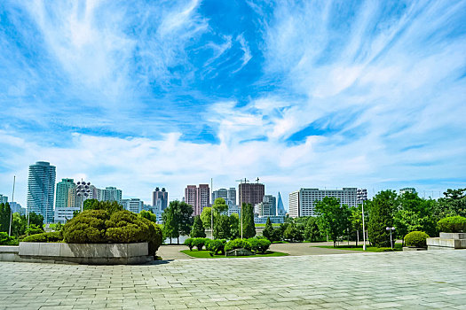 朝鲜平壤城市建筑景观
