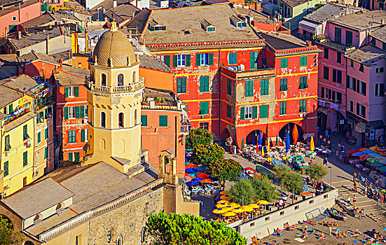 彩色,房子,维纳扎,五渔村,利古里亚,意大利,欧洲
