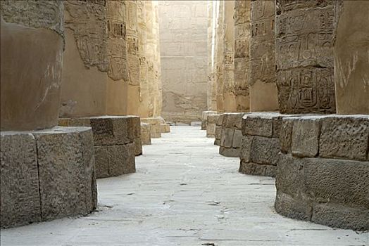 铭刻,象形文字,石头,柱子,卡尔纳克神庙,路克索神庙,埃及,北非