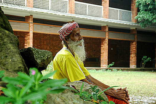 坐,户外,房屋,艺术,达卡,孟加拉