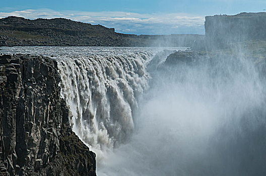 瀑布,河,东北方,冰岛,欧洲