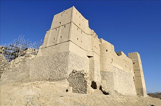 历史,砖坯,要塞,巴赫拉,城堡,世界遗产,哈迦,加尔比,山峦,区域,阿曼苏丹国,阿拉伯,中东
