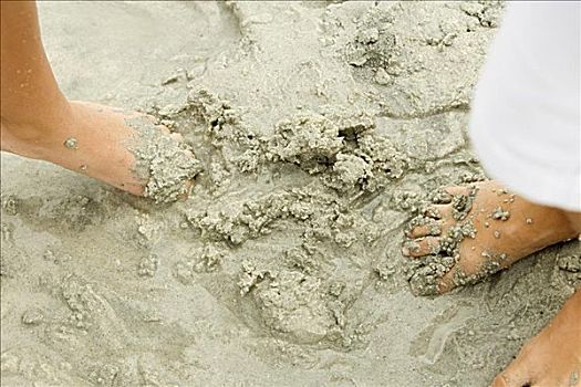 两个,脚,沙子