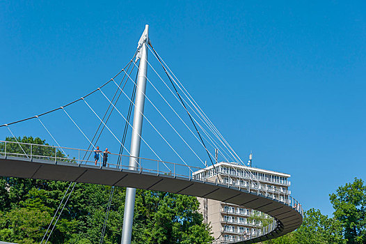 步行桥,港口,萨斯尼茨,梅克伦堡前波莫瑞州,德国,欧洲