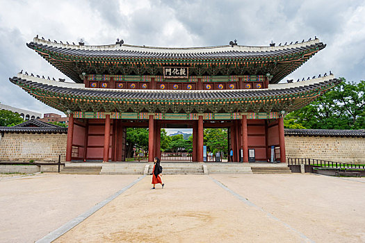 韩国首尔昌德宫大门敦化门建筑景观