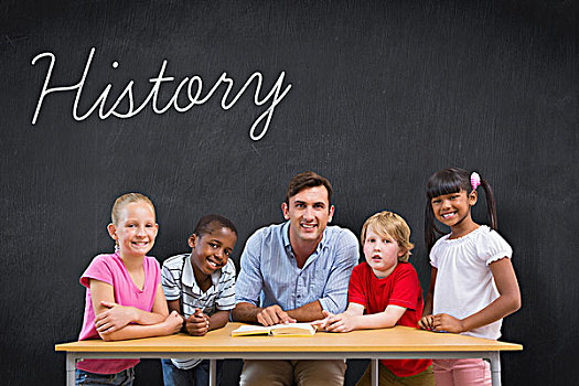 历史,黑板,文字,教师,学生,看镜头,微笑,图书馆