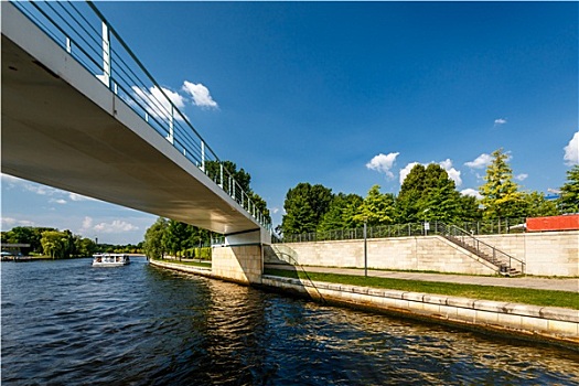 步行桥,上方,施普雷河,柏林,德国