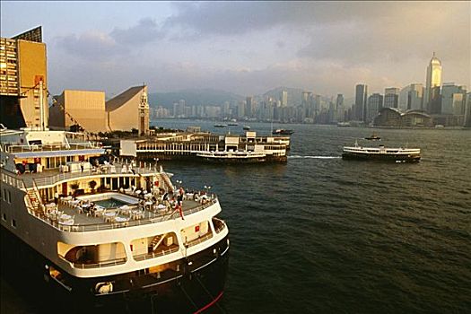 游船,停靠,港口,维多利亚港,香港