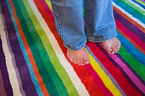 女人,牛仔裤,彩色,地毯