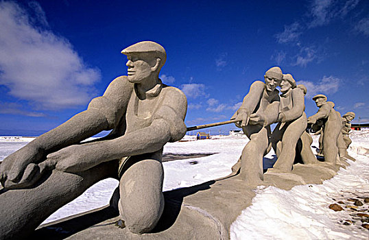 渔民,雕塑,魁北克,加拿大