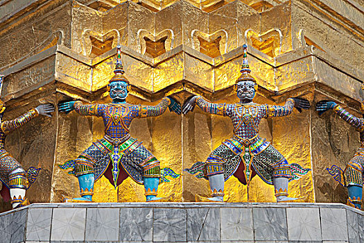 监护,雕塑,金色,契迪,玉佛寺,寺院,皇家,大皇宫,曼谷,泰国,亚洲