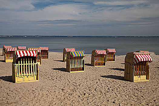 天篷,海滩,椅子,蒂门多夫施特兰,吕贝克,波罗的海,石荷州,德国,欧洲