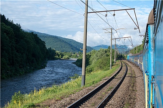列车,靠近,河,喀尔巴阡山脉