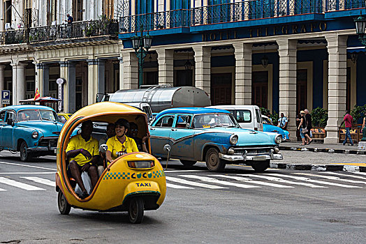 古巴,哈瓦那,大道,交通,出租车