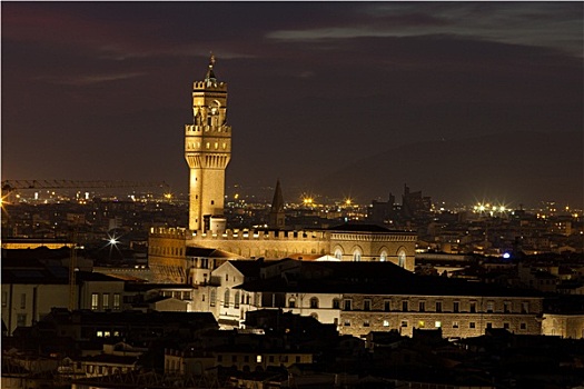 佛罗伦萨,夜景,韦奇奥宫,米开朗基罗