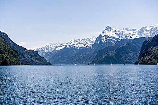 风景,琉森湖,积雪,山,天空,瑞士