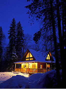 冬天,小屋,靠近,金伯利,不列颠哥伦比亚省,加拿大