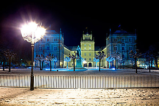 城堡,夜晚,巴伐利亚,德国,欧洲