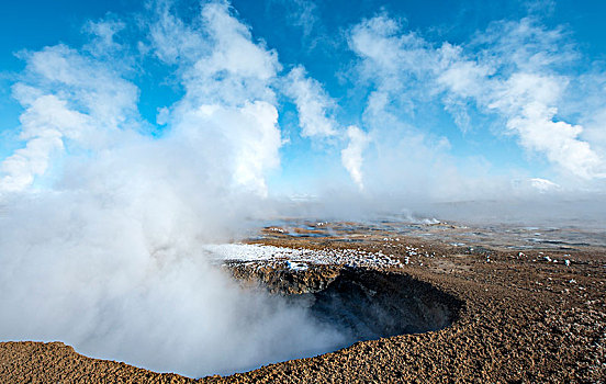 上升,蒸汽,喷气孔,地热,区域,纳玛斯克德,北方,冰岛,欧洲