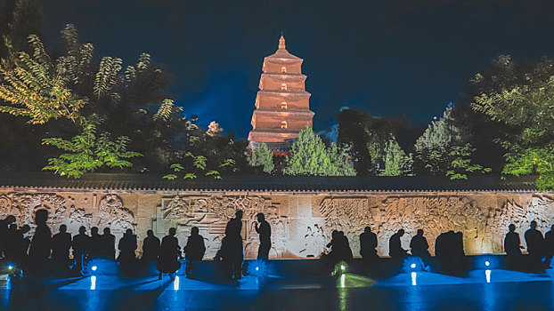 西安,大雁塔夜景