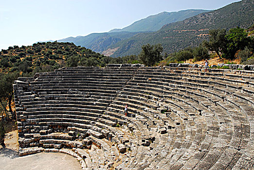 圆形剧场,古老,剧院,利西亚,海岸,安塔利亚,省,地中海,土耳其,欧亚大陆