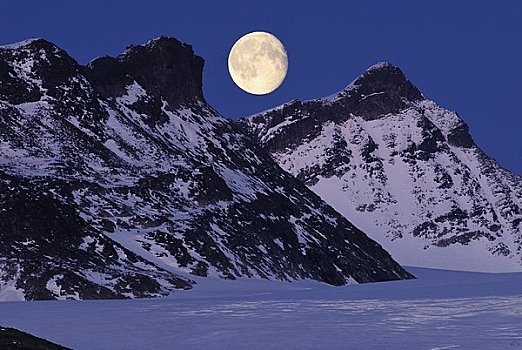 斯堪的纳维亚,挪威,积雪,山峦,月亮,背景
