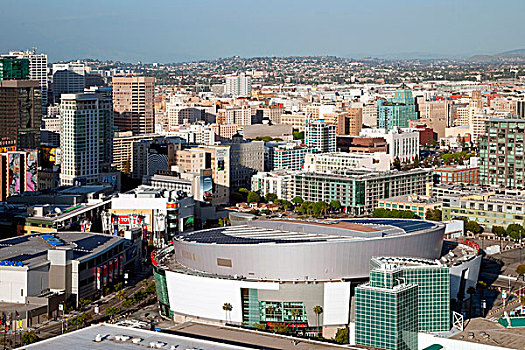俯视,中心,竞技场,生活方式,洛杉矶市区,加利福尼亚