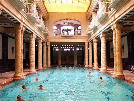 游泳池,洗浴疗法,布达佩斯,匈牙利