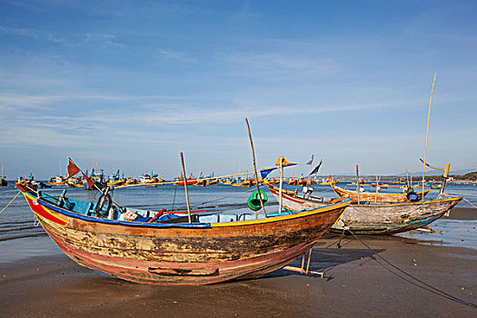越南,美尼,海滩,特色,渔船
