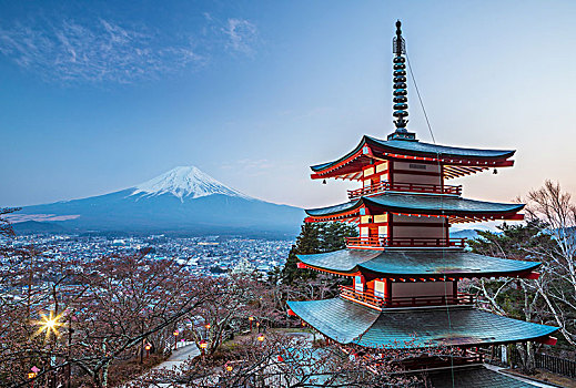 日本,城市,塔,富士山
