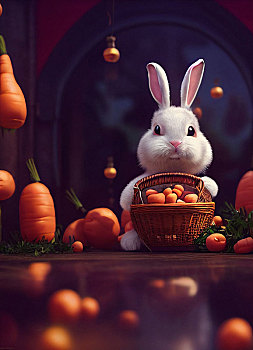 写实的可爱兔子插画
