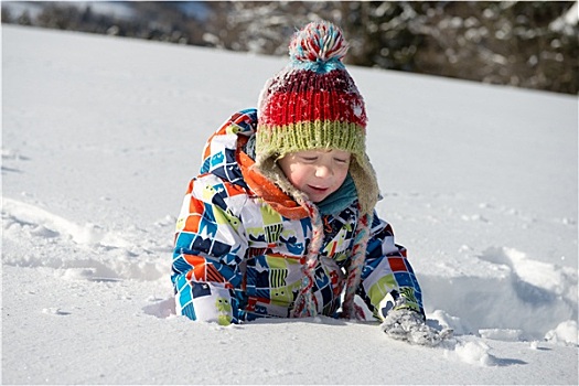 小,3岁,孩子,玩雪